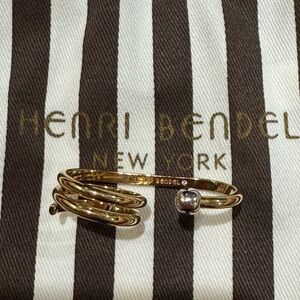Henri Bendel Gold Double Spiral Ring with Silver Accent RARE
